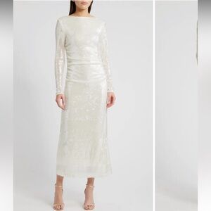 Wayf -Kieran Sequin Cowl Back Long Sleeve Cocktail Dress